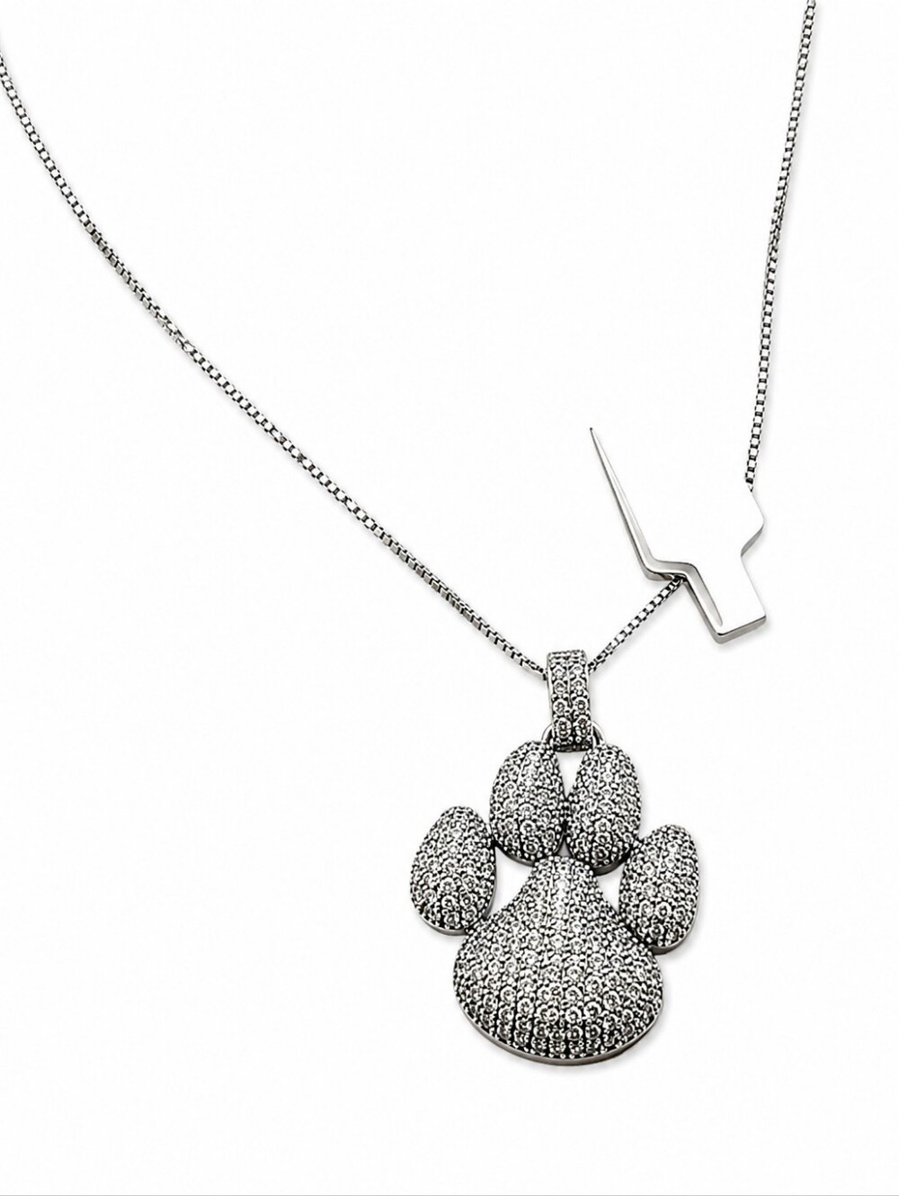 Vintage Signed 925 BBJ Spinel Pave Paw Pendant Necklace